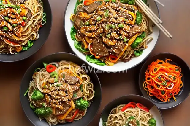 Vegetarian Korean Noodles (Japchae)