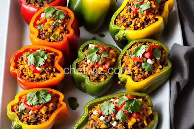 Vegetarian Mexican Inspired Stuffed Peppers