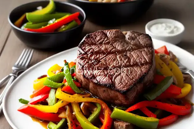 Venison Steak with Peppers and Onions