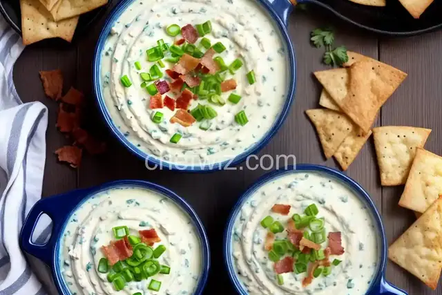 Warm Blue Cheese Dip with Garlic and Bacon