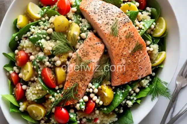Warm Couscous Salad With Salmon and Mustard-Dill Dressing Recipe