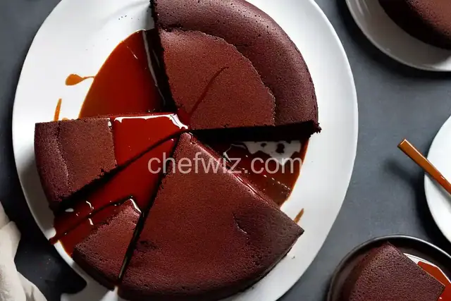 Warm Flourless Chocolate Cake with Caramel Sauce