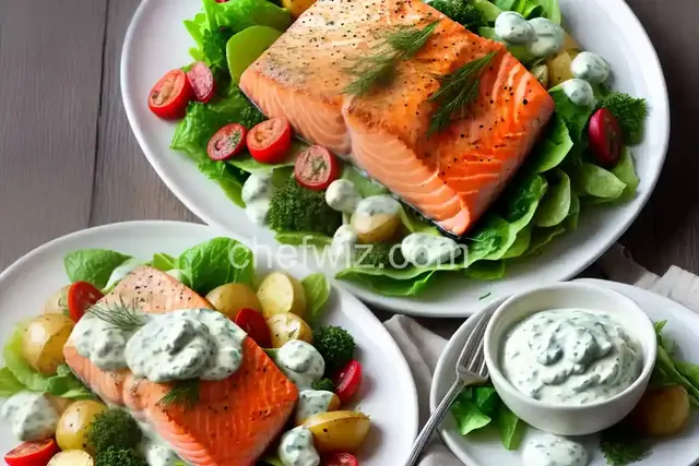Warm Salmon and Potato Salad with Creamy Dill Dressing