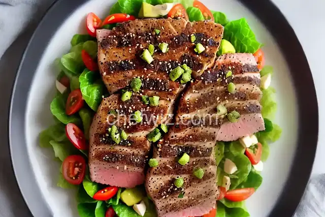 Wasabi Sesame Crusted Seared Ahi Tuna Salad