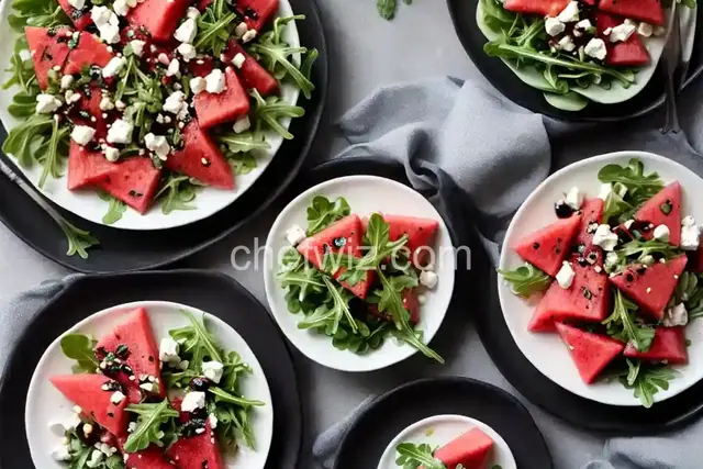 Watermelon, Feta, and Arugula Salad with Balsamic Glaze