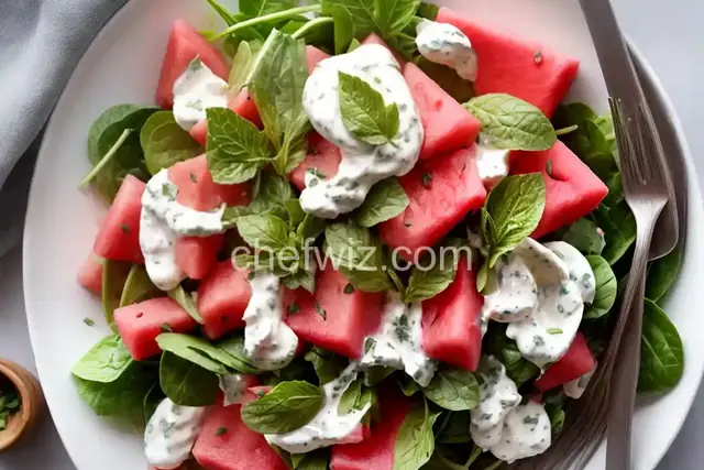Watermelon Salad with Herbed Yogurt Sauce