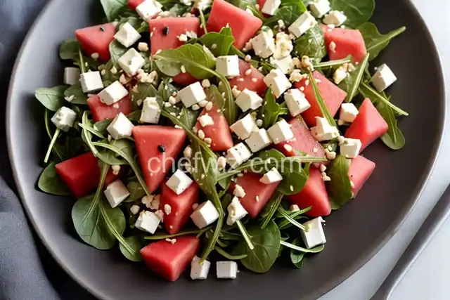 Watermelon and Feta Salad with Arugula and Spinach