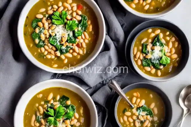 White Bean Soup with Mustard Greens and Parmesan