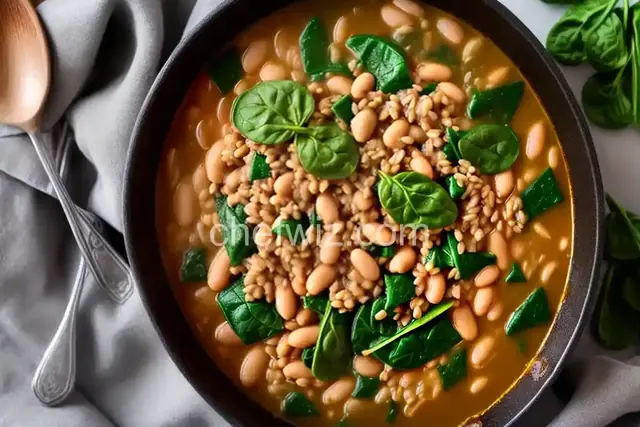 White Bean, Spinach, and Barley Stew
