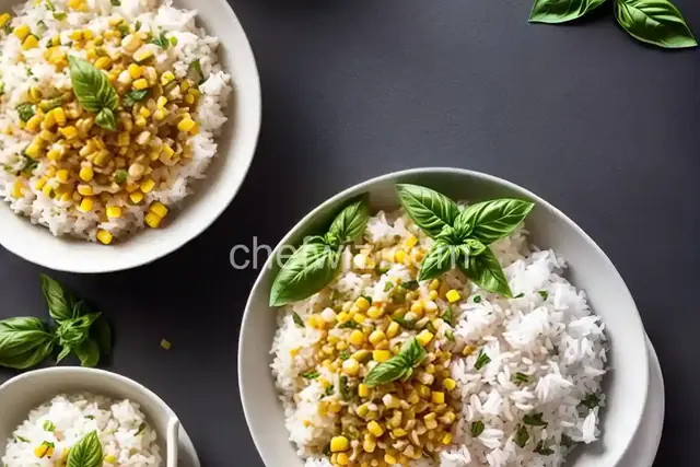 White Rice with Basil and Corn