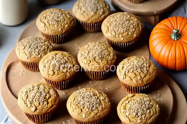 Whole Wheat Pumpkin Muffins with Oat Bran and Flaxseed