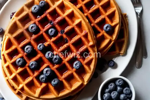 Whole Wheat Waffles with Blueberry Ginger Syrup