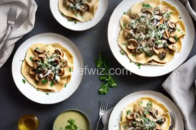 Wild Mushroom Ravioli with Butter and Parmesan Sauce