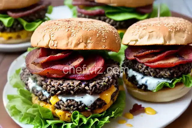 Wild Rice Burger with Bacon and Cheese