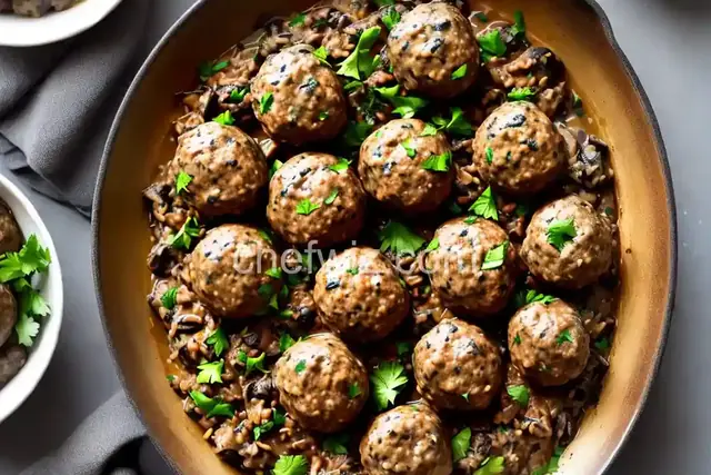 Wild Rice Meatballs in Mushroom Sauce