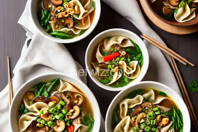 Wonton Noodle Soup With Chicken and Shiitakes Recipe
