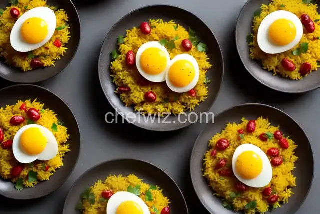 Yellow Rice and Sofrito Beans with Jammy Eggs