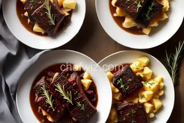 Zinfandel-Braised Beef Short Ribs with Rosemary-Parsnip Mashed Potatoes