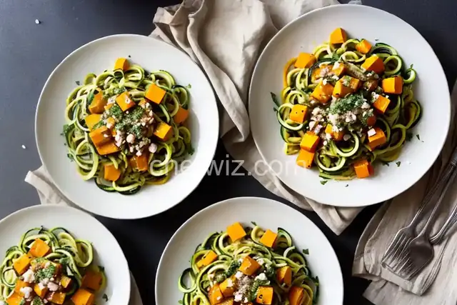 Zucchini Noodles and Butternut Squash in a Garlic-Lemon Sauce