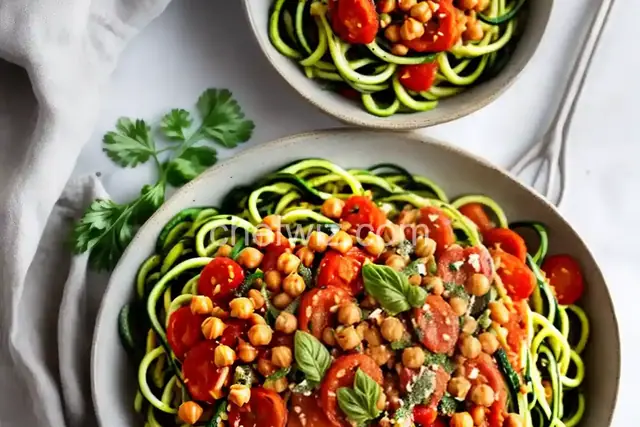 Zucchini Noodles with Arrabiata Chickpeas