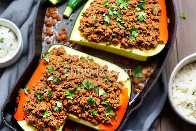 Zucchini Stuffed with Ground Meat