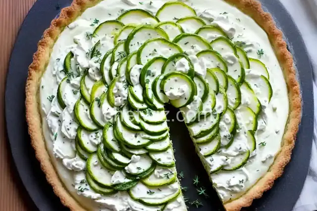 Zucchini Tart with Cream Cheese, Mozzarella, and Thyme