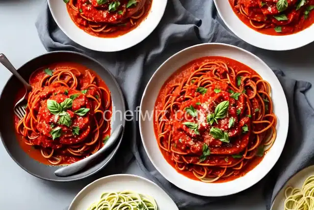 Zucchini Tomato Sauce with Fat Spaghetti