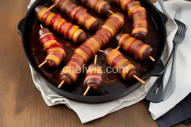 bacon wrapped smokies with butter and brown sugar
