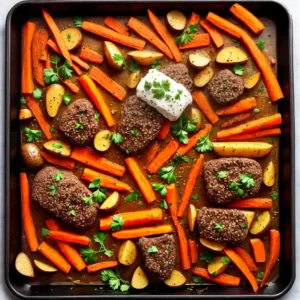 Sheet Pan Ground Beef Potato and Carrot Dinner compressed image1