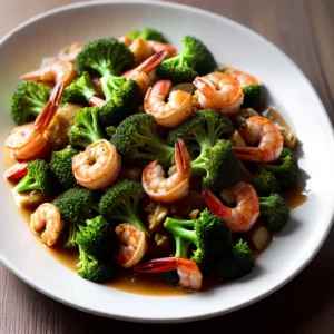 Shrimp with Broccoli in Garlic Sauce compressed image1