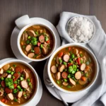 Chicken and Smoked Sausage Gumbo with White Rice compressed image1