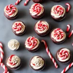 Chocolate Candy Cane Cupcakes with Whipped Topping compressed image1