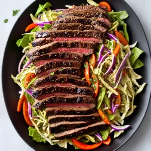 Grilled Asian Flank Steak with Sweet Slaw compressed image1