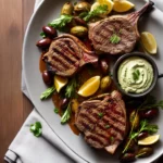 Grilled Lamb Chops with Artichoke Puree Crispy Baby Artichokes and Cerignola Olive compressed image1