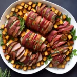 Maple Sage Bacon Wrapped Turkey Breast with Stuffing Croutons compressed image1