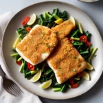 Panko Crusted Halibut with Swiss Chard compressed image1