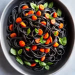 Squid Ink Tagliatelle with Squid and White Wine Tomato Sauce compressed image1