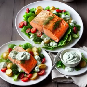 Warm Salmon and Potato Salad with Creamy Dill Dressing compressed image1