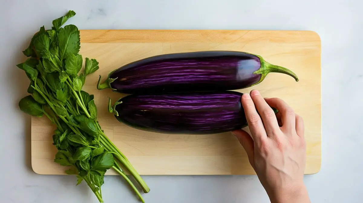 Cutting Eggplant into Long, Flat Pieces