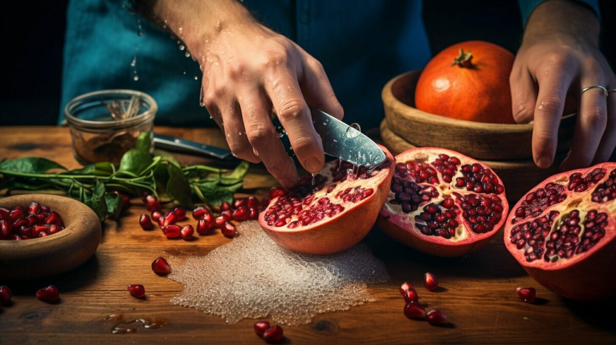 Hands cleaning pomegranate stains Hands cleaning pomegranate stains