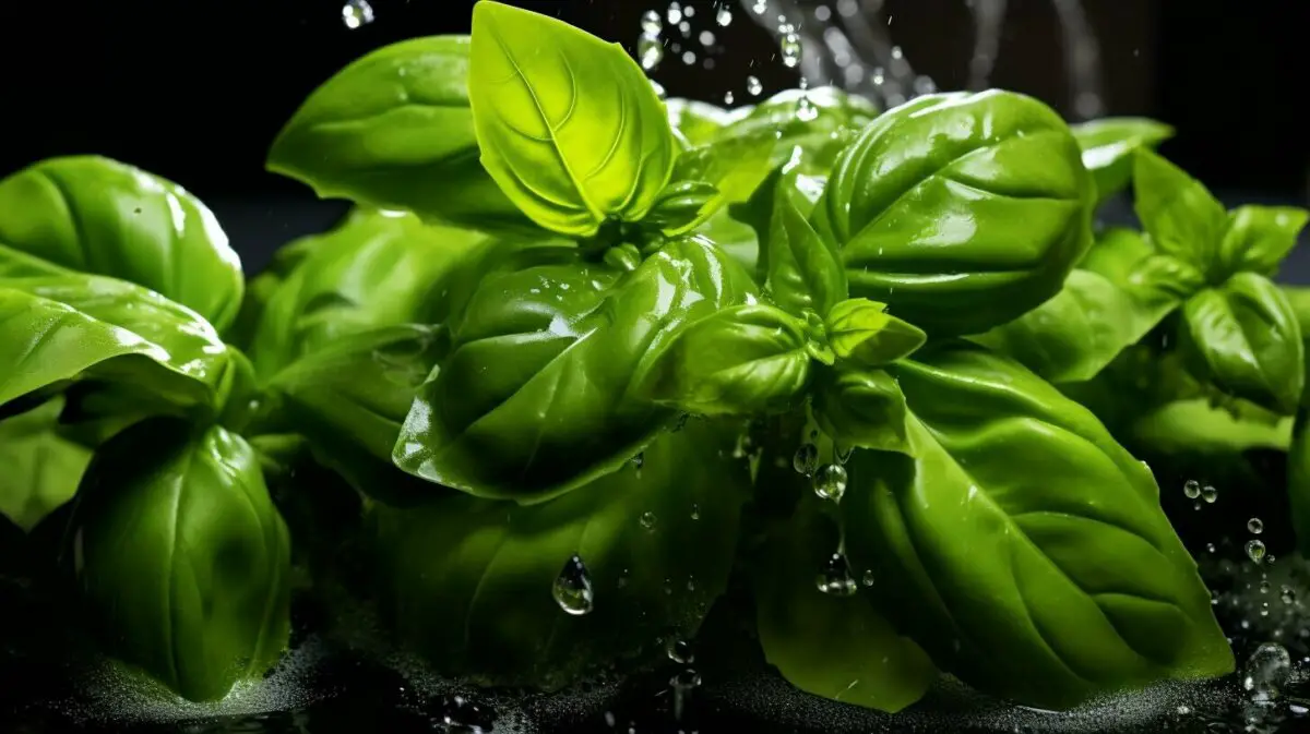 blanched basil leaves