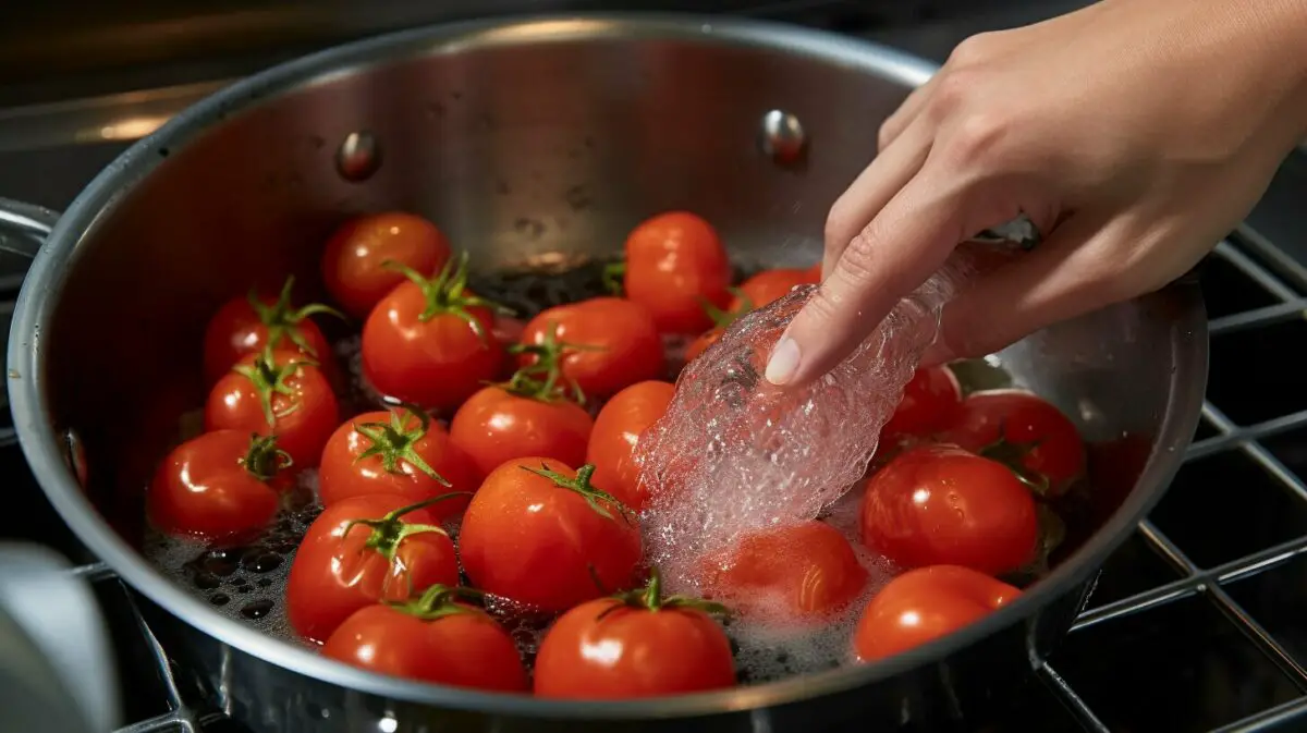 blanching tomatoes