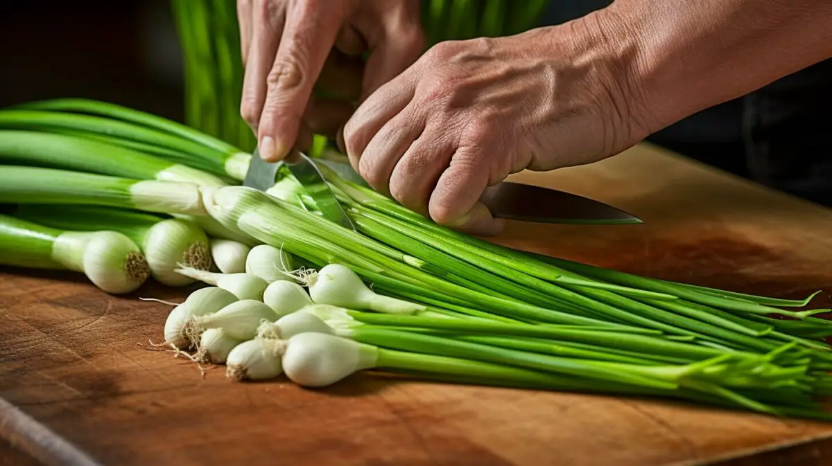 cutting green onions