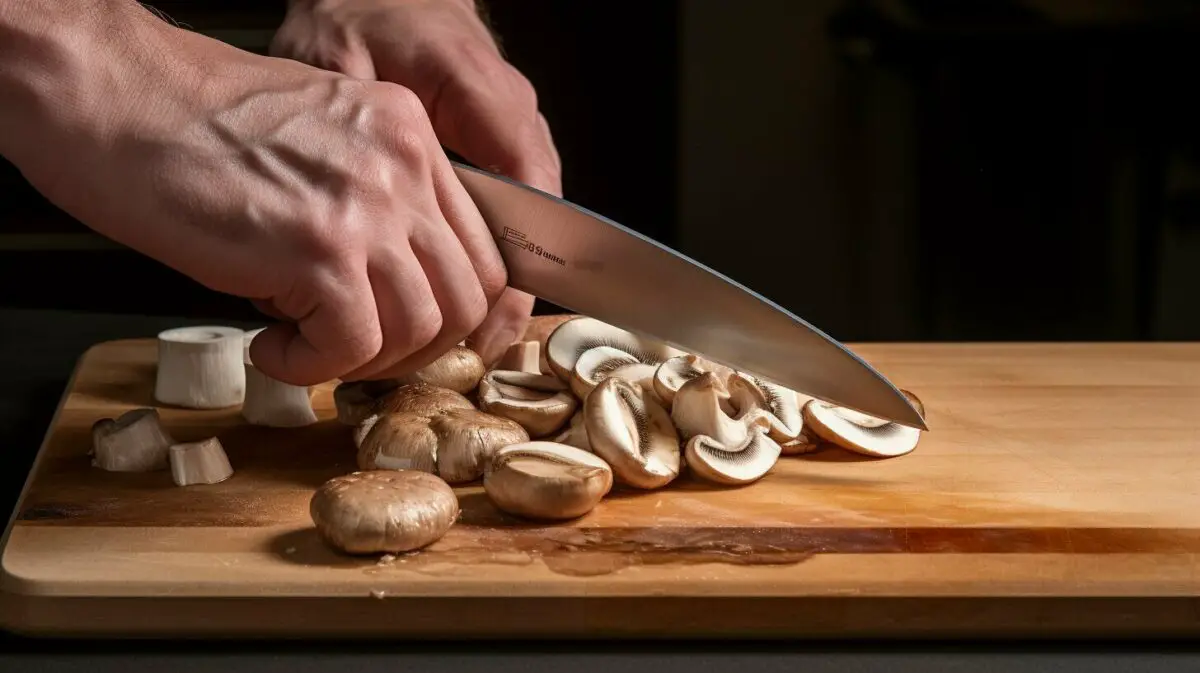 dicing mushrooms