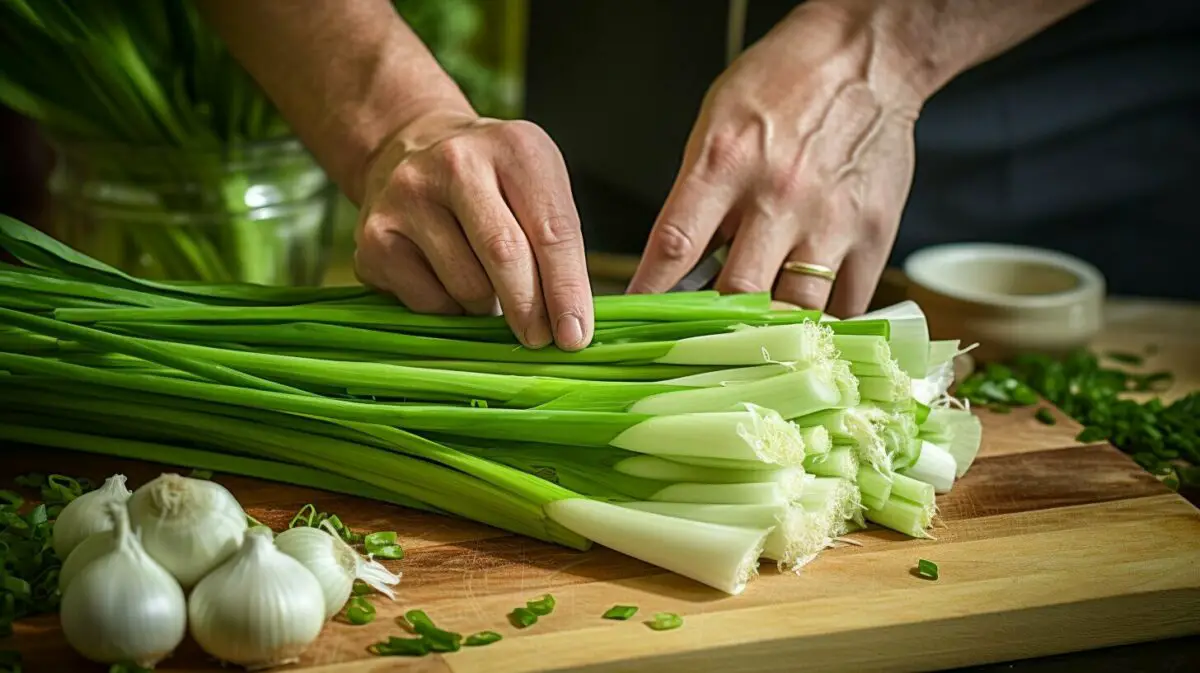green onion cutting