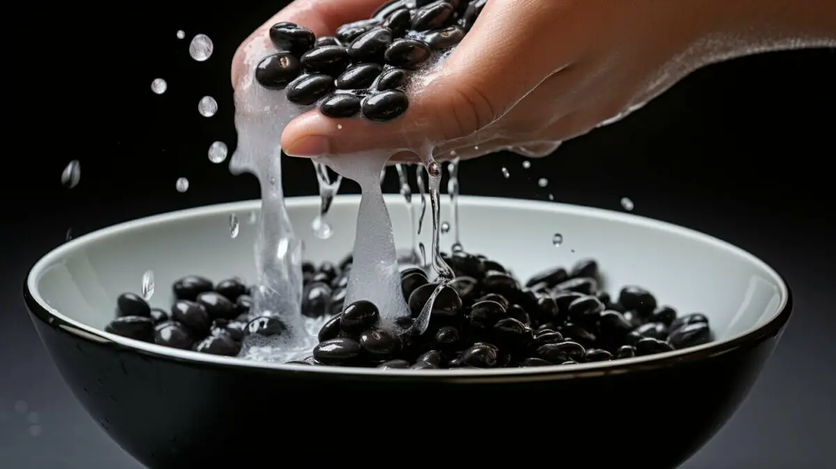 rinsing black beans