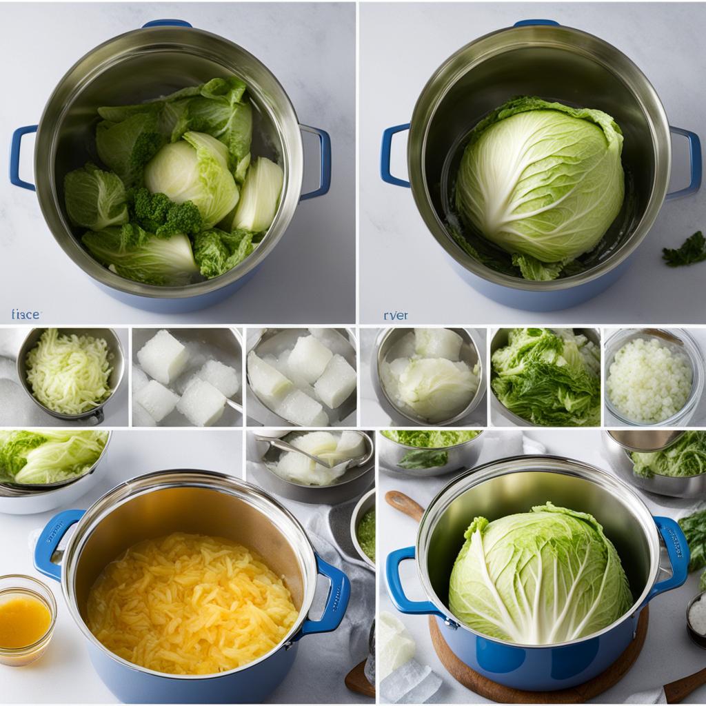Freezing cabbage for soups, stews, and salads