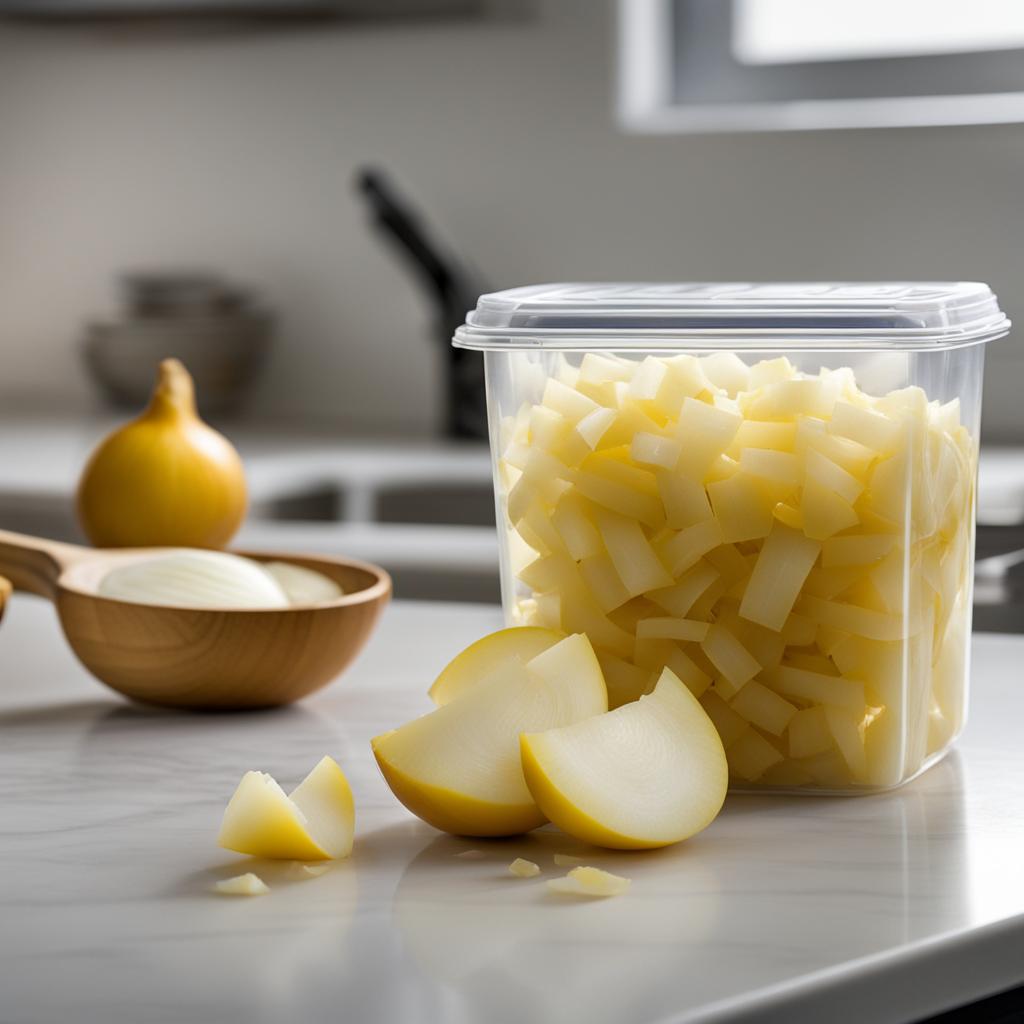chopped onions in a container chopped onions in a container
