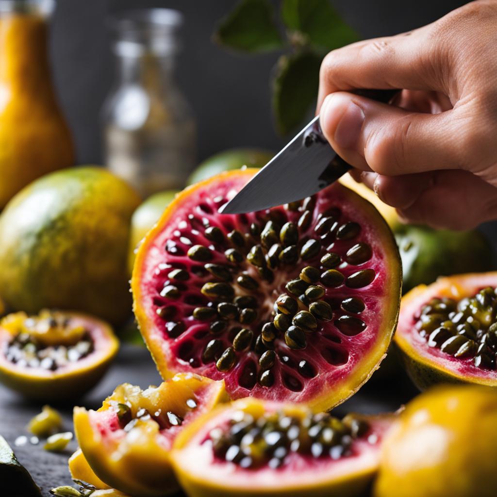 cutting passion fruit cutting passion fruit