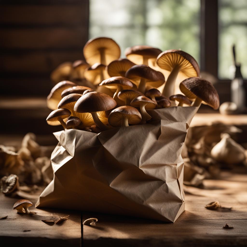 paper bag with mushrooms